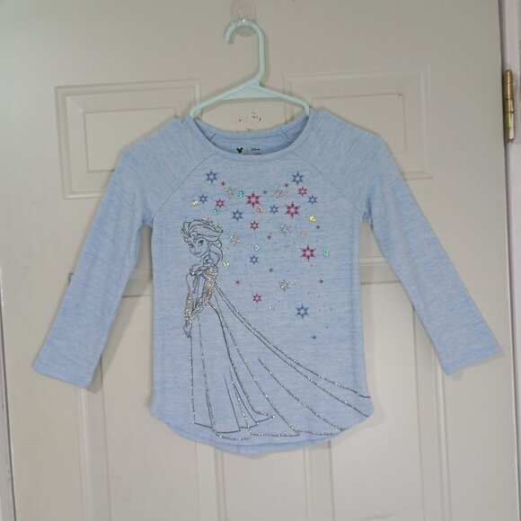 Disney Frozen Elsa Glitter Graphic Long Sleeve Girls Shirt Limited Edition Size - Picture 1 of 5